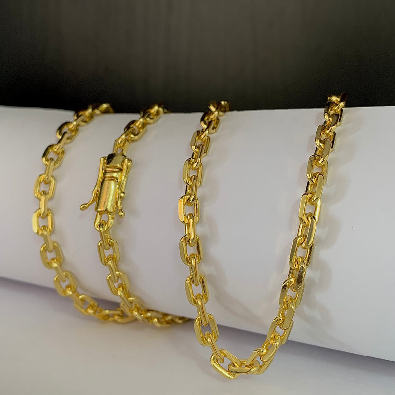 CORRENTE CADEADO (5mm) - BANHADO A OURO 18K