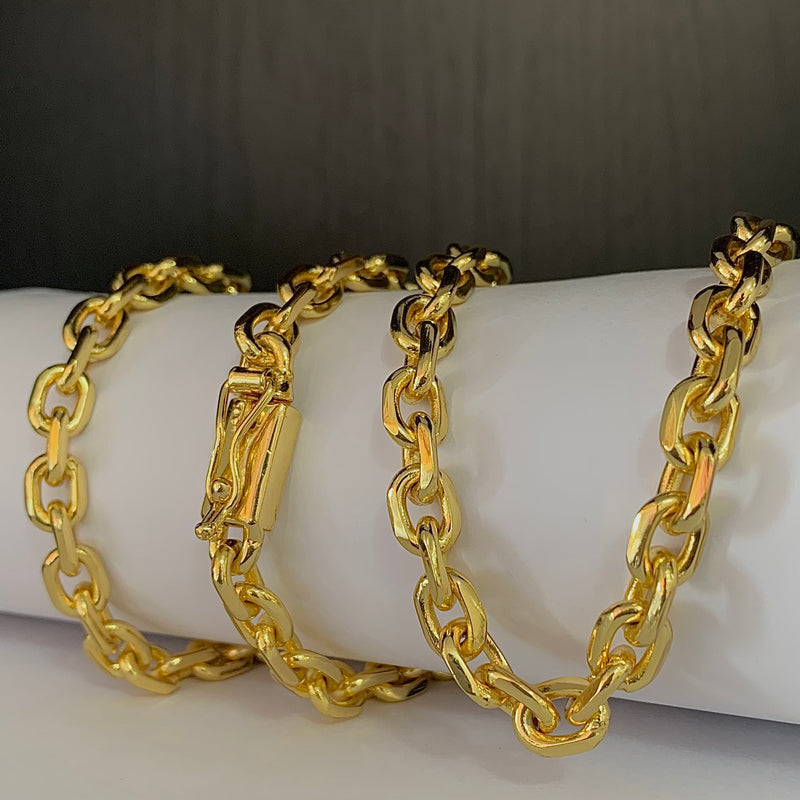 CORRENTE CADEADO (8mm) - BANHADO A OURO 18K