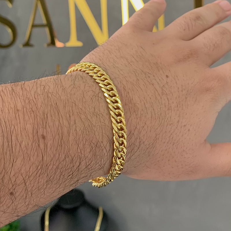 PULSEIRA GRUMET DUPLA (10mm) - BANHADO A OURO 18K