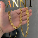 CORRENTE GRUMET (8mm) + PINGENTE PLACA NOSSA SENHORA APARECIDA (4cm) - BANHADO A OURO 18K