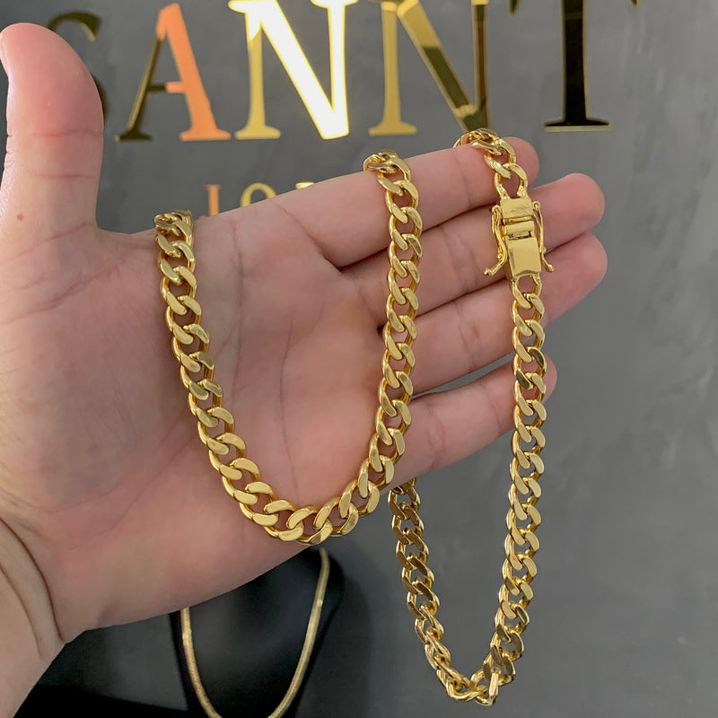 CORRENTE GRUMET (8mm) - BANHADO A OURO 18K