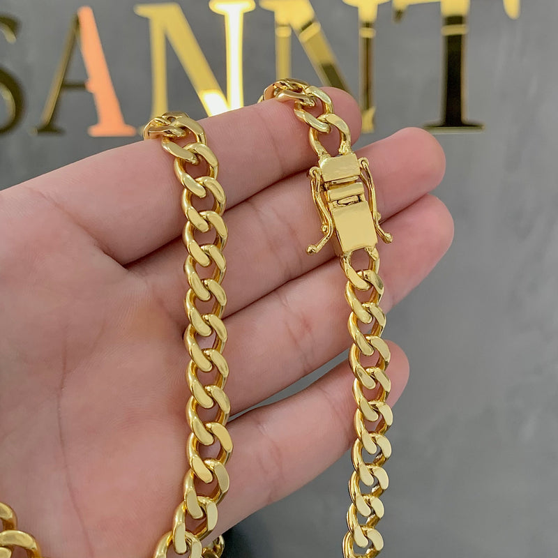 CORRENTE GRUMET (8mm) - BANHADO A OURO 18K