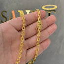 CORRENTE CADEADO (5mm) + PINGENTE CRUZ CRAVEJADA ALTO RELEVO (5,6cm) - BANHADO A OURO 18K