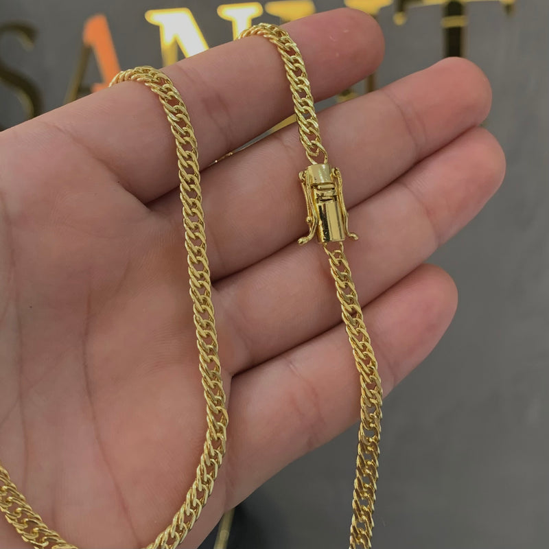 CORRENTE GRUMET DUPLA (4mm) - BANHADO A OURO 18K