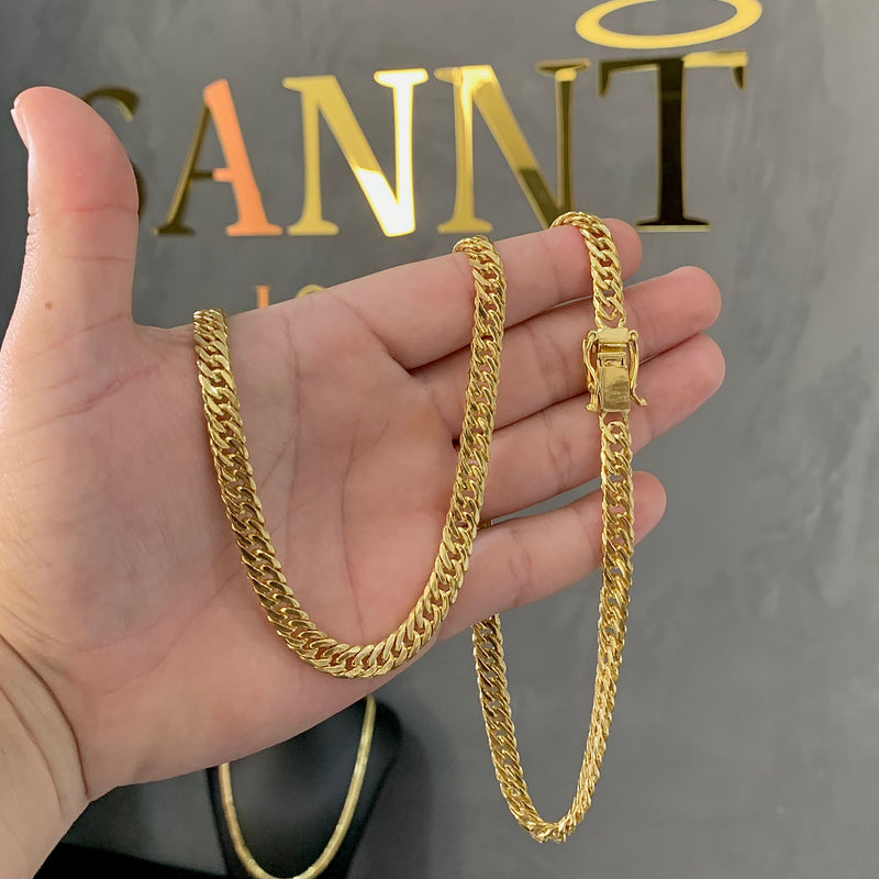 CORRENTE GRUMET DUPLA (10mm) - BANHADO A OURO 18K