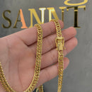 CORRENTE GRUMET DUPLA (10mm) + PINGENTE PLACA FÉ CRAVEJADA (4cm) - BANHADO A OURO 18K