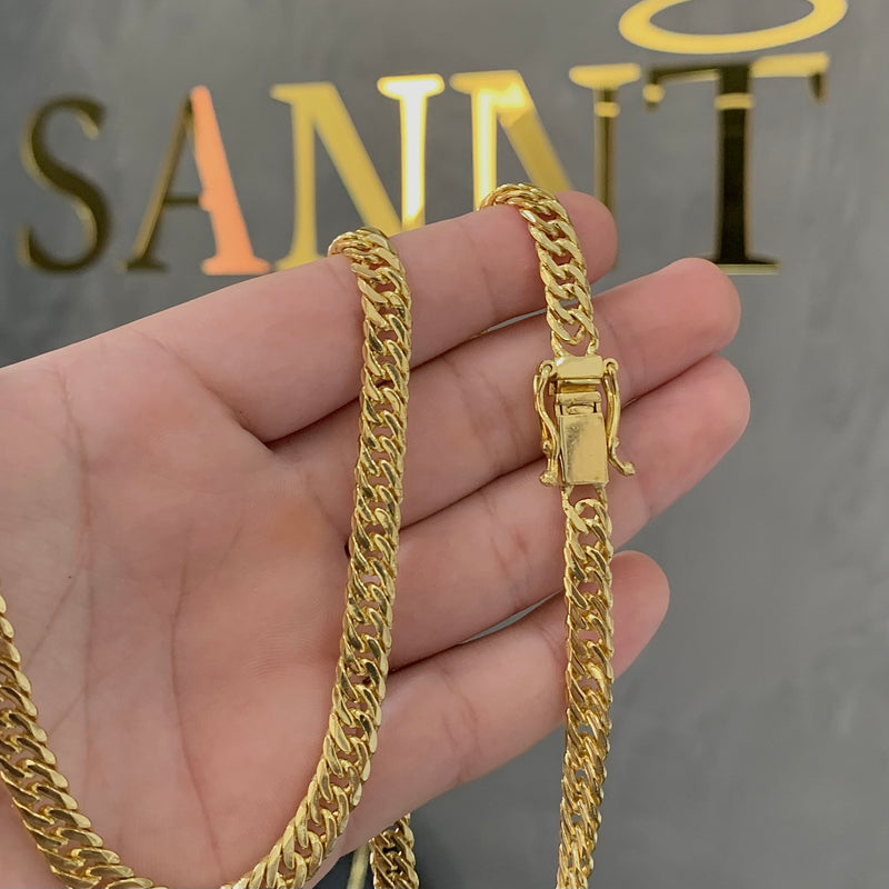 CORRENTE GRUMET DUPLA (10mm) - BANHADO A OURO 18K
