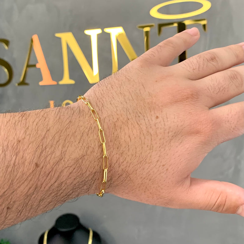PULSEIRA CADEADO LONG (4mm) - BANHADO A OURO 18K