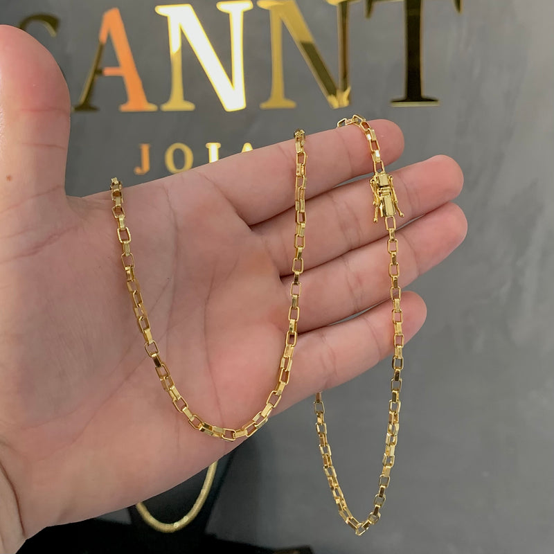 CORRENTE TIJOLINHO (4mm) - BANHADO A OURO 18K