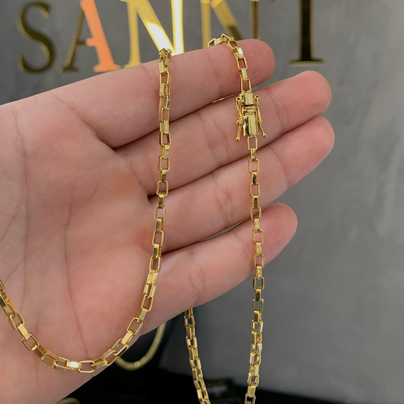 CORRENTE TIJOLINHO (4mm) - BANHADO A OURO 18K