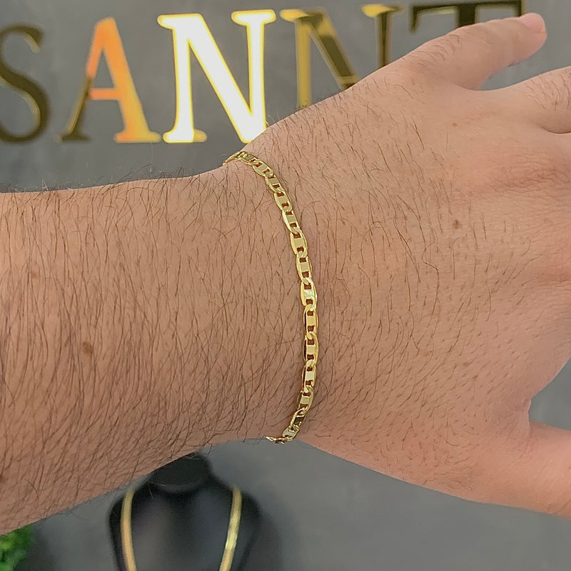 PULSEIRA PIASTRINE (4mm) - BANHADO A OURO 18K