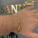 PULSEIRA CADEADO LONG (6mm) - BANHADO A OURO 18K.