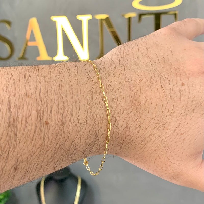 PULSEIRA CADEADO FINO (1mm) - BANHADO A OURO 18K