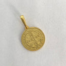 CORRENTE TIJOLINHO (4mm) + PINGENTE MEDALHA SÃO BENTO (2,5cm) - BANHADO A OURO 18K