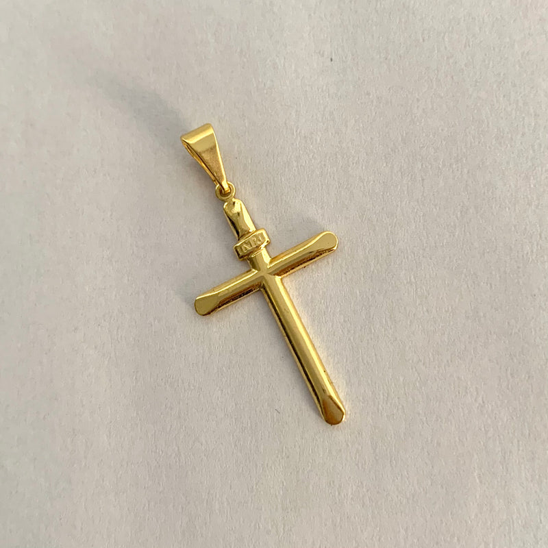 PINGENTE CRUZ PALITO (2,9cm) - BANHADO A OURO 18K