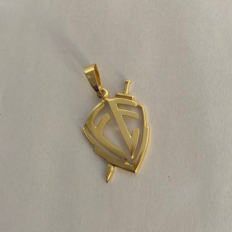 PINGENTE ESCUDO DA FÉ (3cm) - BANHADO A OURO 18K