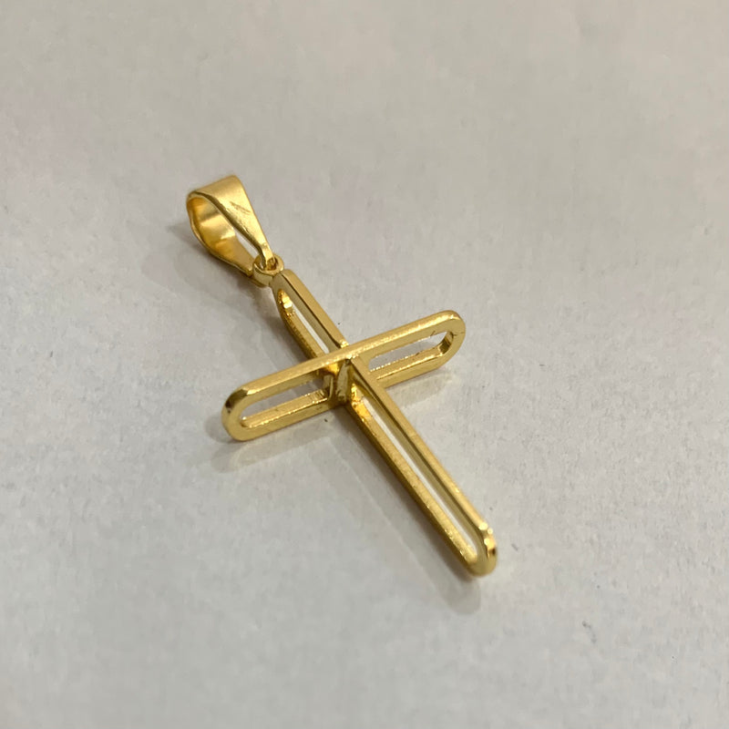 PINGENTE CRUCIFIXO 3D VAZADO (2,8cm) - BANHADO A OURO 18K