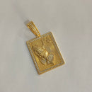 PINGENTE PLACA FÉ CRAVEJADA (4cm) - BANHADO A OURO 18K