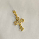 PINGENTE CRUZ CRAVEJADA ALTO RELEVO (5,6cm) - BANHADO A OURO 18K