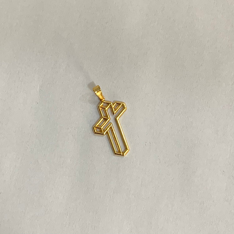 PINGENTE DE CRUZ 3D CHAPADO (3,5cm)- BANHADO A OURO 18K