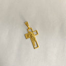 PINGENTE CRUZ COM FACE DE JESUS (3,8CM) - BANHADO A OURO 18K