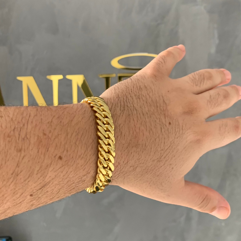 PULSEIRA GRUMET DUPLA (13 mm) - BANHADO A OURO 18K