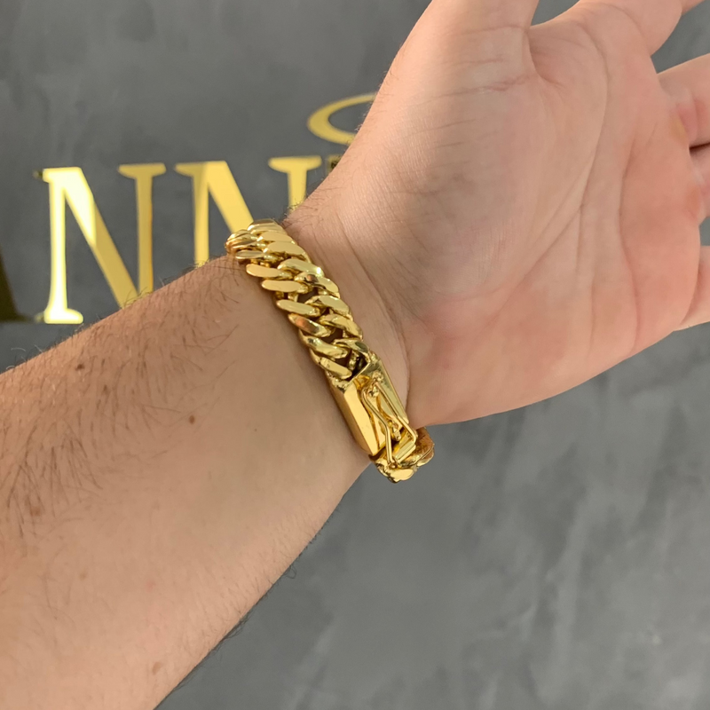 PULSEIRA GRUMET DUPLA (13 mm) - BANHADO A OURO 18K