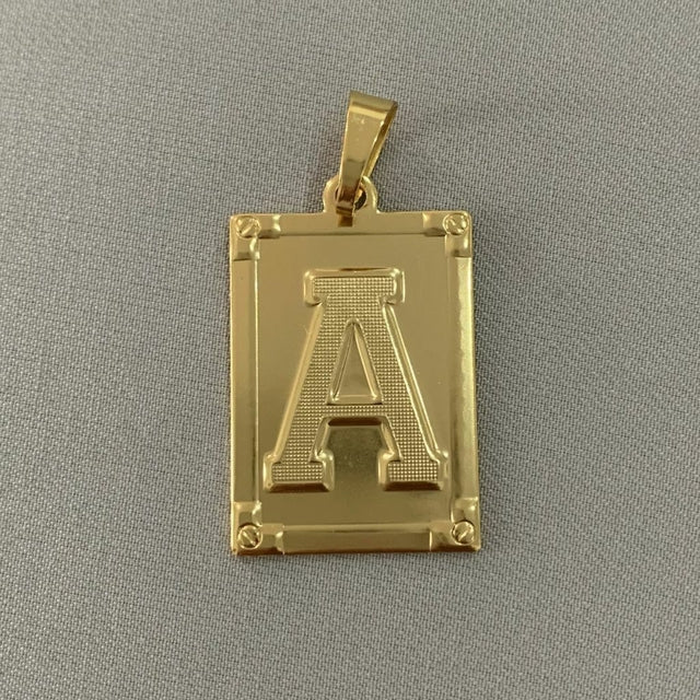 CORRENTE CADEADO (3mm) + PINGENTE PLACA LETRA (2,7cm) - BANHADO A OURO 18K