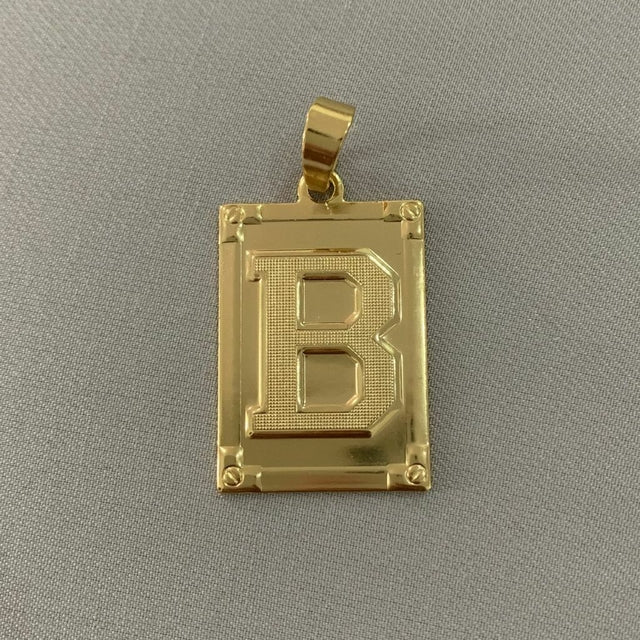 CORRENTE CADEADO (3mm) + PINGENTE PLACA LETRA (2,7cm) - BANHADO A OURO 18K