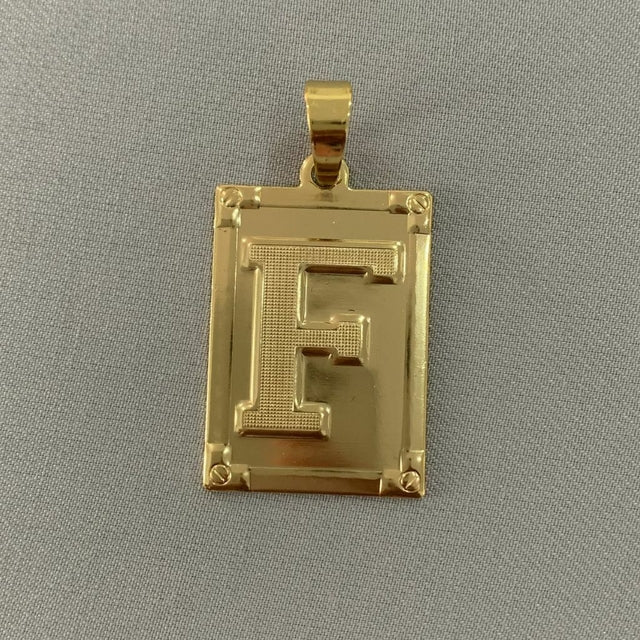 CORRENTE CADEADO (3mm) + PINGENTE PLACA LETRA (2,7cm) - BANHADO A OURO 18K