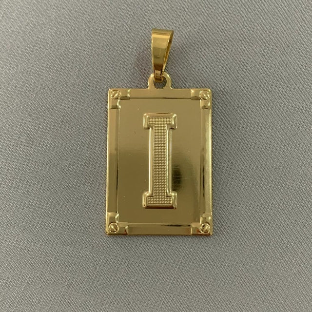 CORRENTE CADEADO (3mm) + PINGENTE PLACA LETRA (2,7cm) - BANHADO A OURO 18K