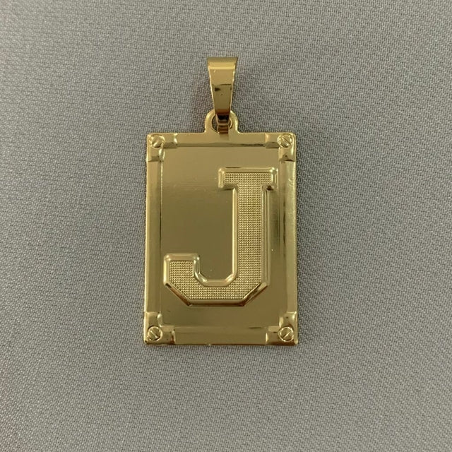 CORRENTE CADEADO (3mm) + PINGENTE PLACA LETRA (2,7cm) - BANHADO A OURO 18K