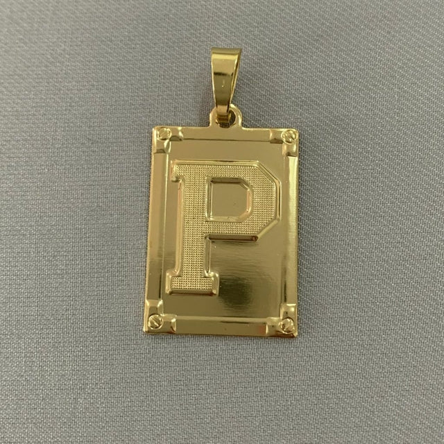 CORRENTE CADEADO (3mm) + PINGENTE PLACA LETRA (2,7cm) - BANHADO A OURO 18K