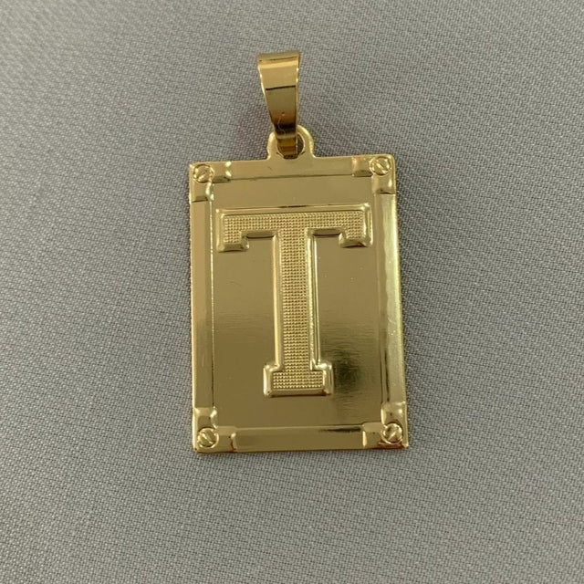 CORRENTE CADEADO (3mm) + PINGENTE PLACA LETRA (2,7cm) - BANHADO A OURO 18K